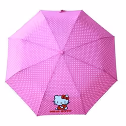 Parapluie - HELLO KITTY - Mini Pliant - Automatique - Anti-vent - Fushia - Blanc - Fibre de Verre