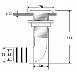 Nuova Rade - Passe coque plastique coudé 90° diam 38 mm