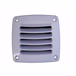 Grille d'aération de chez Nueva Rade en plastique injécté ( polypropylène ). Couleur blanc. Dimensions : 92 X 92 mm ou 118 X  ...