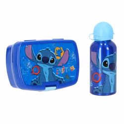 Boite à lunch et gourde métal stitch bleu disney