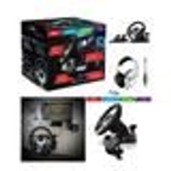 Volant et Pédales de Jeu Vidéo - SPIRIT OF GAMER - PRO Race - Compatible Xbox PS4 PC - Casque Stéréo 2.0 - Blanc