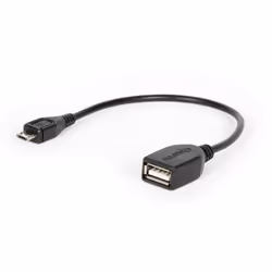 Hamlet micro USB-USB M-F 0.15m, 0,15 m, Micro-USB A, USB A, USB 2.0, Mâle/Femelle, Noir