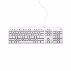 DELL KB216, Taille réelle (100 %), Avec fil, USB, Clavier à membrane, QWERTY, Blanc