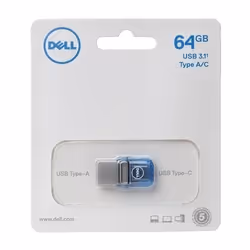 DELL AB135418 lecteur USB flash 64 Go USB Type-A / USB Type-C 3.2 Gen 1 (3.1 Gen 1) Bleu, Argent