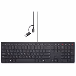 DELL KB525C, Taille réelle (100 %), Avec fil, USB, Plunger key switch, QWERTY, Noir