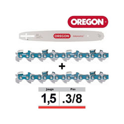 Oregon - Pack 1 guide + 2 chaînes tronçonneuse SFHD009 3/8 058 38cm