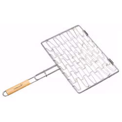 Manche en bois arrondi Grille chromée 40 x 28 cm