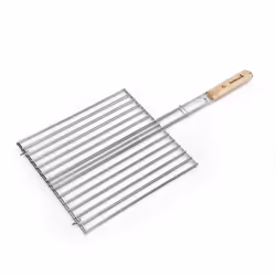 Grille double rectangulaire BARBECOOK - 36 x 34 cm - Manche en bois arrondi