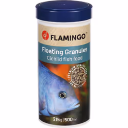 Aliment complet pour cichlidés. 500 ml 215 g poissons d'ornement Composition : Farine de hareng, blé, mycoprotéine, gluten de ...