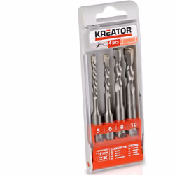 Forets à béton type SDS. Longueur 110 mm Diamètres des mèches comprises dans le coffret: 5, 6, 8 et 10 mm.