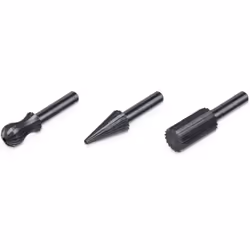 Jeu de 3 râpes Kreator bois et métal pour perceuse comprenant: 1 râpe cylindrique 1 râpe conique 1 râpe sphérique Diamètre de ...
