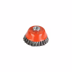 Brosse "soucoupe" avec fils torsadés très résistants et très abrasifs pour les travaux intensifs. Pour enlever la rouille, la ...