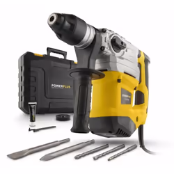 Ce marteau perforateur robuste Powerplus de 1 500 W a pas moins de quatre fonctions différentes. Vous pouvez forer, une combi ...