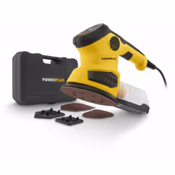 Cette ponceuse polyvalente de 260 W de Powerplus sait vraiment tout faire puisqu’elle peut être équipée de trois patins de po ...