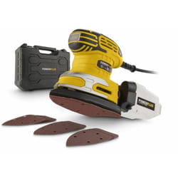 Powerplus - Ponceuse à Main Électrique POWX0481 - 220 w Ponceuse Multifonction, 15 Feuilles de Papier Abrasif, Sac de Collecte des Poussières,