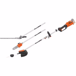Cet outil de jardin 4-en-1, équipé d’un moteur 40 V, peut être transformé en un tour de main en taille-haie, coupe-bordure, d ...