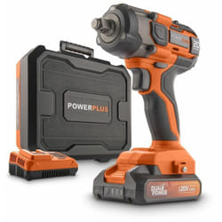Dual Power Clé à Chocs sans Fil POWDP20160 - Clé à Chocs sur Batterie de 1/2' et 20 v, 4350 tr/min. et 220 Nm, Batterie et Chargeur Inclus - Powerplus