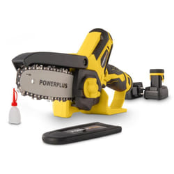 Powerplus Tronçonneuse à Batterie POWXG1045 - Élagueuse sans Fil sur Batterie de 12 V, Batterie et Chargeur Inclus, Guide de 100 mm à 14 Dents,