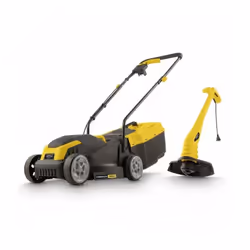 Kit professionnel tondeuse et coupe-bordure électrique Le kit Powerplus POWXG62205T combine une tondeuse électrique 1300 W et ...