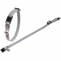 1 Collier réfléchissant gris avec clochette pour chat taille réglable de 19 cm à 30 cm largeur 10 mm 1 Collier réfléchissant  ...
