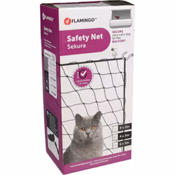 Filet de sécurité Sekura Noir largeur 4 m x hauteur 3 mètres pour chat Matériau : synthétique Convient pour une utilisation s ...