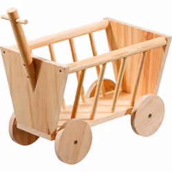 Râtelier à foin forme chariot, en bois 29 cm, pour rongeur. Dimension 29 cm x 19 x 21 cm. Mangeoire à foin en bois. Garde la  ...