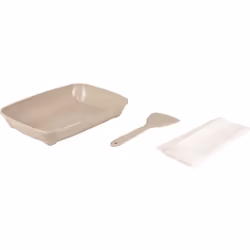 bac à Litière, set Kitten taupe, pour chaton. dimension longueur 37 cm 28 cm x 6 cm de hauteur. le set comprend 1 bac a litiè ...