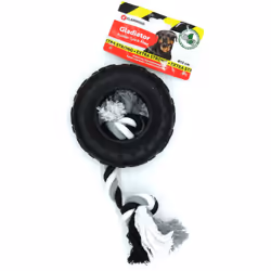jouet caoutchouc gladiator pneu et corde 15 cm noir pour chien jouet caoutchouc gladiator pneu et corde 15 cm noir pour chien