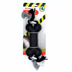 Jouet caoutchouc gladiator haltère et corde 18 cm pour chien Jouet caoutchouc gladiator haltère et corde 18 cm pour chien