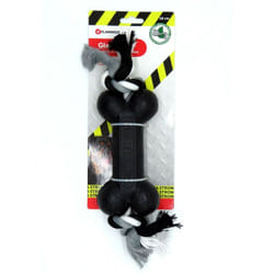 Jouet caoutchouc Gladiator haltère et corde 18 cm pour chien Flamingo