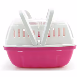 Cage de transport Lizzie taille S couleur rose et blanc dimension: largeur 17cm x longueur 23 cm x hauteur 16 cm ouverture pa ...