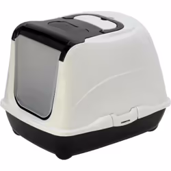Maison de toilette pour chat Loki classic. M 38 x 50 x 37 cm dimension extérieur . pelle incluse. couleur noir et blanche. Ma ...