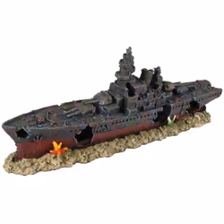 Décoration aquarium. bateau épave Epave navire. Dimensions : 48.5 x 10 x h 19cm, Couleurs de l'épave : Brun, gris, Décoration ...