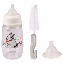 Set biberon AKELA 140 ML. pour chien et chat. Avec graduation et prises pour les doigts. Avec 1 biberon, 2 tétines et 1 bross ...