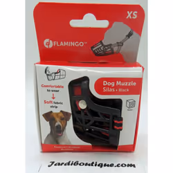 Muselière SILAS XS noir 24 cm 30-38 cm. pour chien. Avec sangle en nylon réglable. Avec protège-nez souple. Empêche votre chi ...
