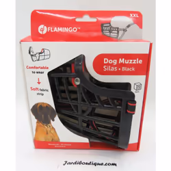 Muselière SILAS XXL noir 43 cm 51-70 cm. pour chien. Avec sangle en nylon réglable. Avec protège-nez souple. Empêche votre ch ...