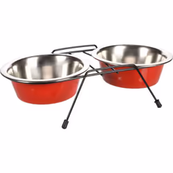 Ecuelle duo ø 16 cm. 800 ml. avec support Arjun. pour chien. taille M. Gamelle pour la nourriture et l'eau Support Arjun Duo  ...