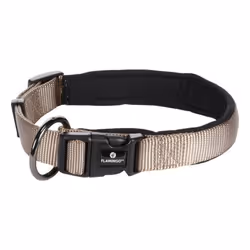 Collier ABBI taupe, pour chiens. Taille : XXXS. 25-30cm x 10mm x 2mm Pour toutes races. Matériau : nylon avec doublure intéri ...