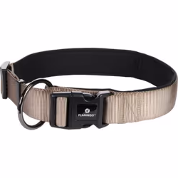 Collier ABBI taupe, pour chiens. Taille : M/L. tour de cou de 50-55 cm Pour toutes races. Matériau : nylon avec doublure inté ...