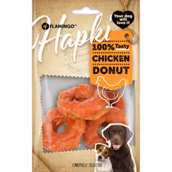 Friandises Hapki Donut avec poulet 95 g pour chien 4 délicieuse friandise au poulet ! Parfait pour les chiens qui raffolent d ...