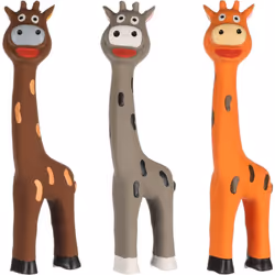 un Jouet 1 Girafe en latex couleur aléatoire 24 cm dimension 7.7 cm x épaisseur 5.5 cm hauteur 24 cm. jouet a couinements con ...