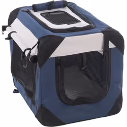 Cage de transport XS Geronimo Bleu 35 x 49.5 x H 35 cm pour chien max 7 kg Légère, pliable et avec des poches de rangement pr ...