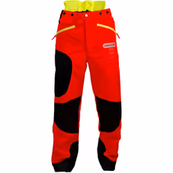 Le pantalon de protection anti-coupures Waipoua d'Oregon se distingue par son design bien visible rouge et noir. En plus d'êt ...