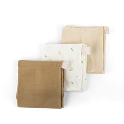 Lot de 3 langes - DOOMOO - Gaze de coton biologique - Certifié Oeko-Tex - Beige