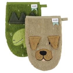 TRIXIE Mr. Dino - Mr. Dog éponge de bain pour bébé Gants en éponge Marron, Vert