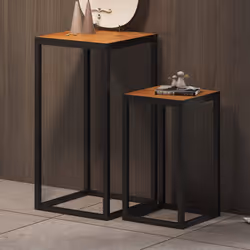 Lot de 2 sellettes carrées en bois exotique - MAJA