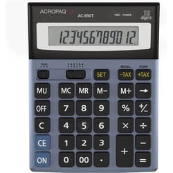 ACROPAQ Calculatrice de bureau- Écran 12 chiffres-  Dual Power- 350g- Gris