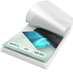 ACROPAQ 50 Feuilles Plastifieuses A3 - 125 mic- 50 pochettes de Plastification Standard- Brillantes- Qualité- Coins arrondis