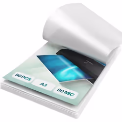 ACROPAQ 50 Feuilles plastifieuse A3 80 microns- 50 Pochettes de Plastification - Brillantes - Coins arrondis