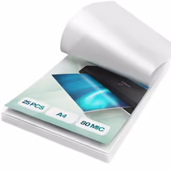 ACROPAQ 25 Feuilles plastifieuses A4 - 80 mic 25 pochettes Brillantes Qualité supérieure Coins arrondis